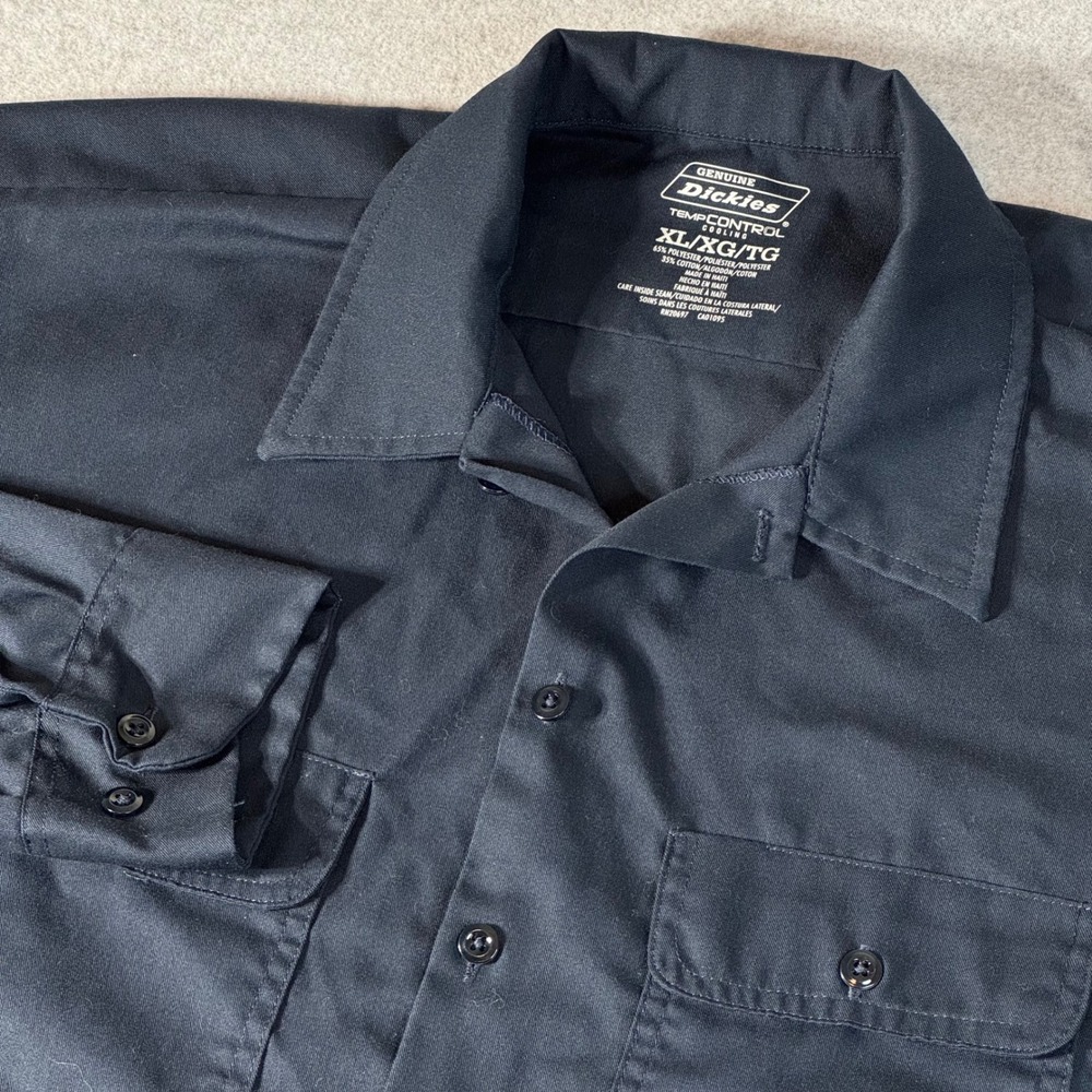 Dickies Mens TempControl Cooling Long Sleeve Work Shirt Black XL GL570DN